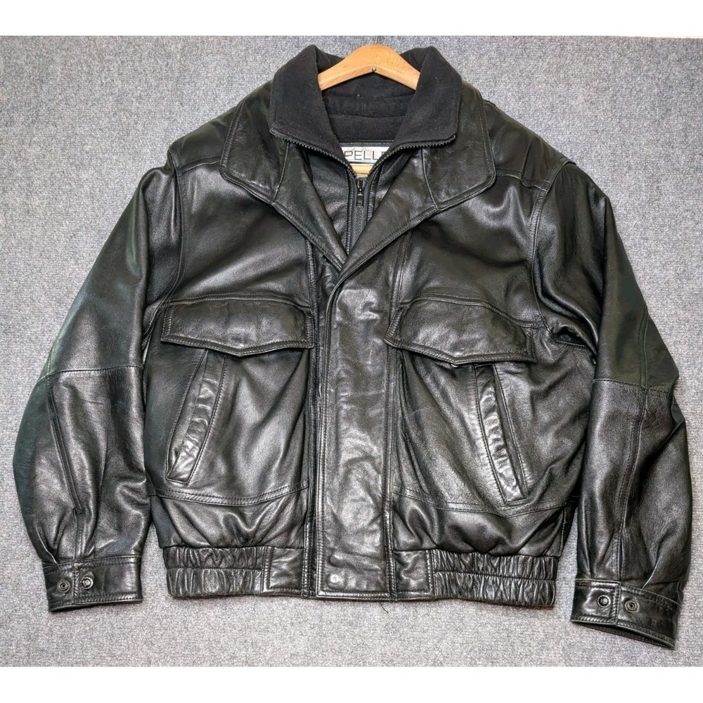 Y2K Wilsons Pelle Studio Men's Large* Black Leather Jacket 3M Thinsulate Lined